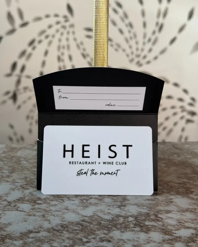 The season of giving is upon us! Gift certificates to HEIST are available both online (link in bio) and in person at the restaurant. Digital gift cards are the perfect way to give great gifts from afar! 

Steal a moment with us this holiday season 🥂